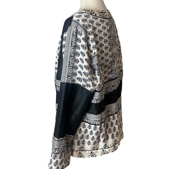 Women’s patchwork art to wear artsy black & white block print kimono jacket … - Picture 5 of 7